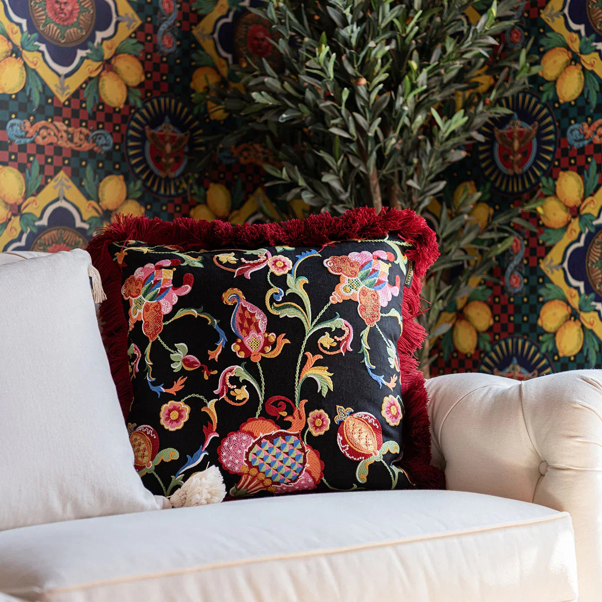 Al Fresco Embroidered Cushion - Mind The Gap