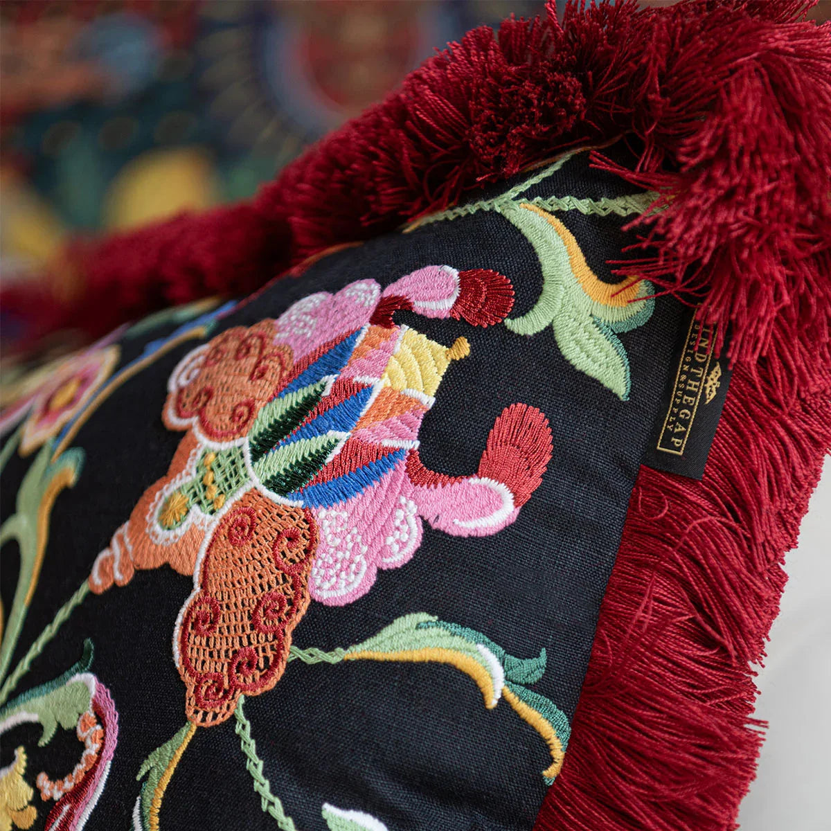 Al Fresco Embroidered Cushion - Mind The Gap