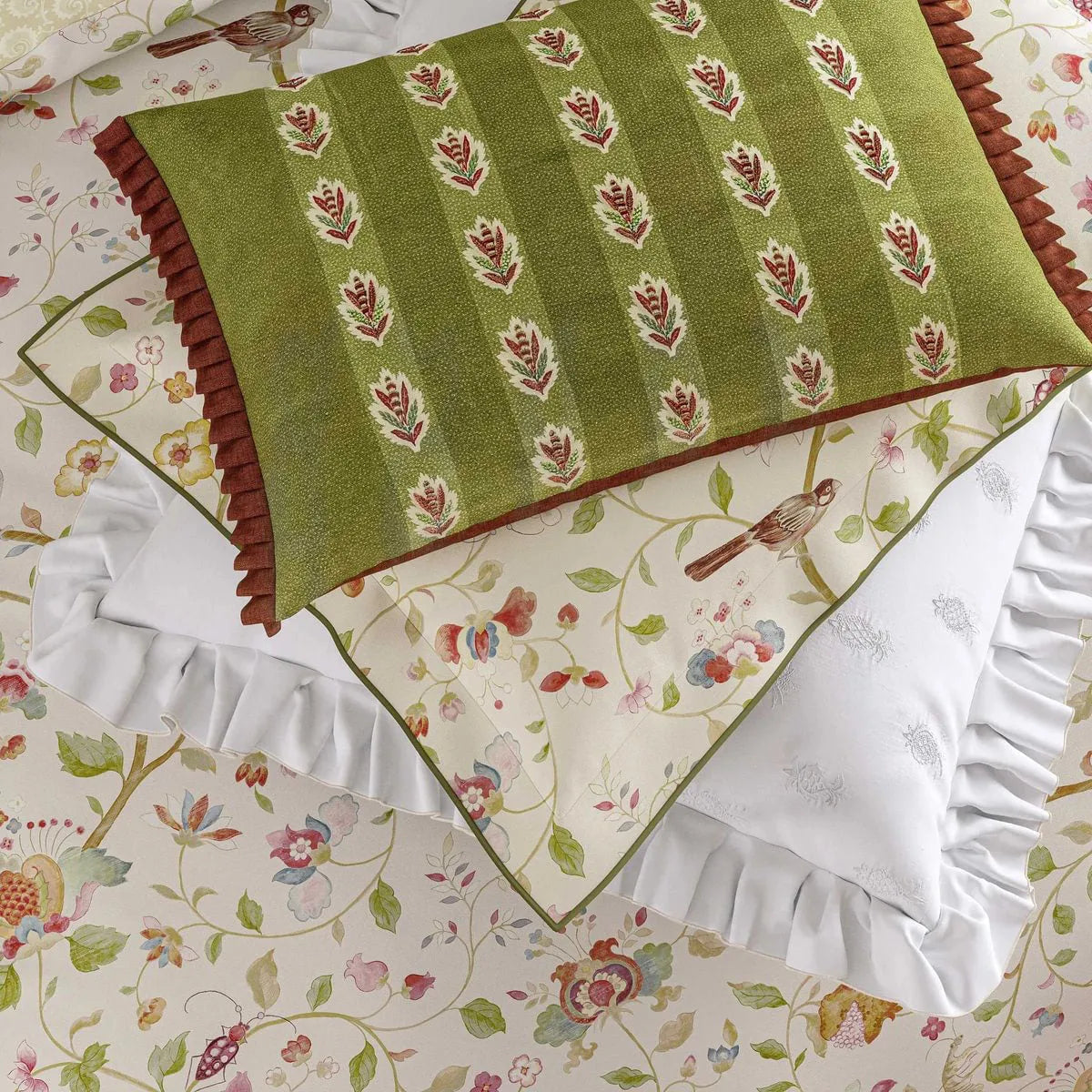 Sanderson Aril's Garden Olive/Mulberry Cushion