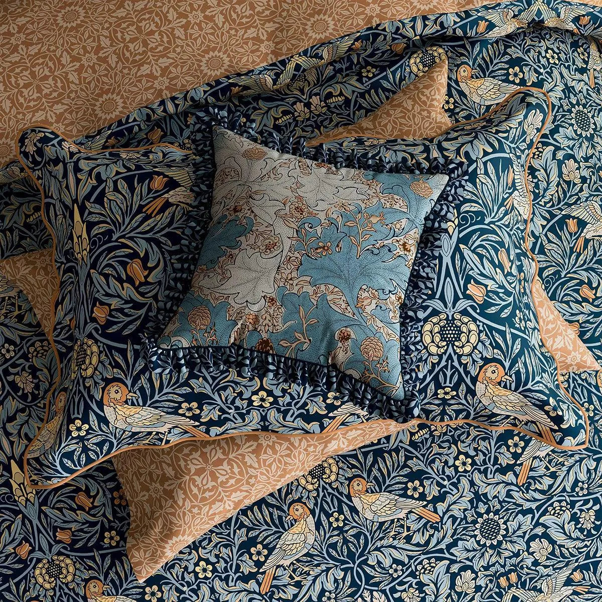 Morris & Co Bird Webb's Blue Cushion