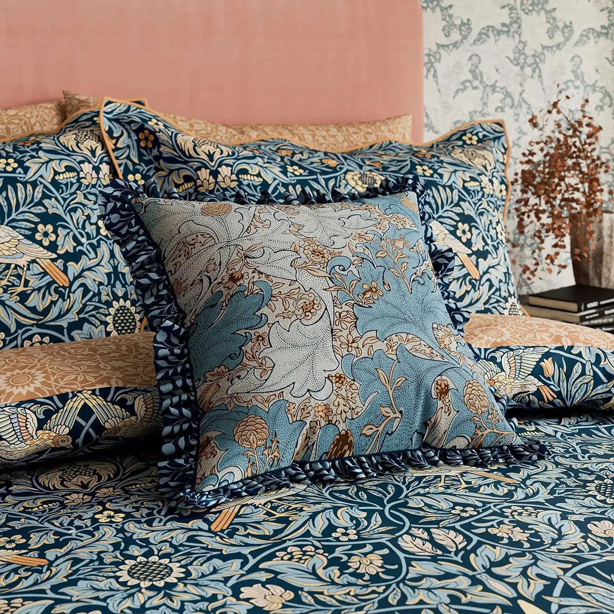 Morris & Co Bird Webb's Blue Cushion