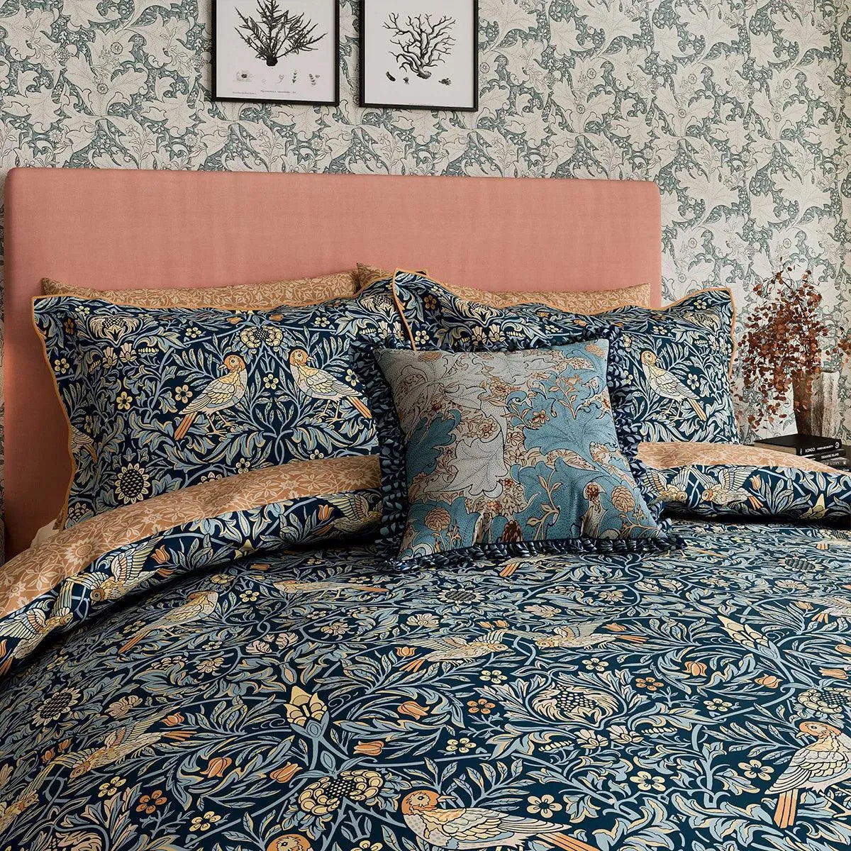 Morris & Co Bird Webb's Blue Cushion