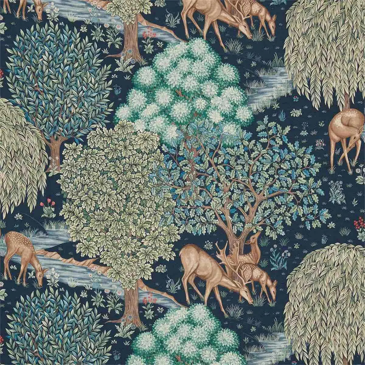 The Brook Tapestry Blue Fabric - Morris & Co