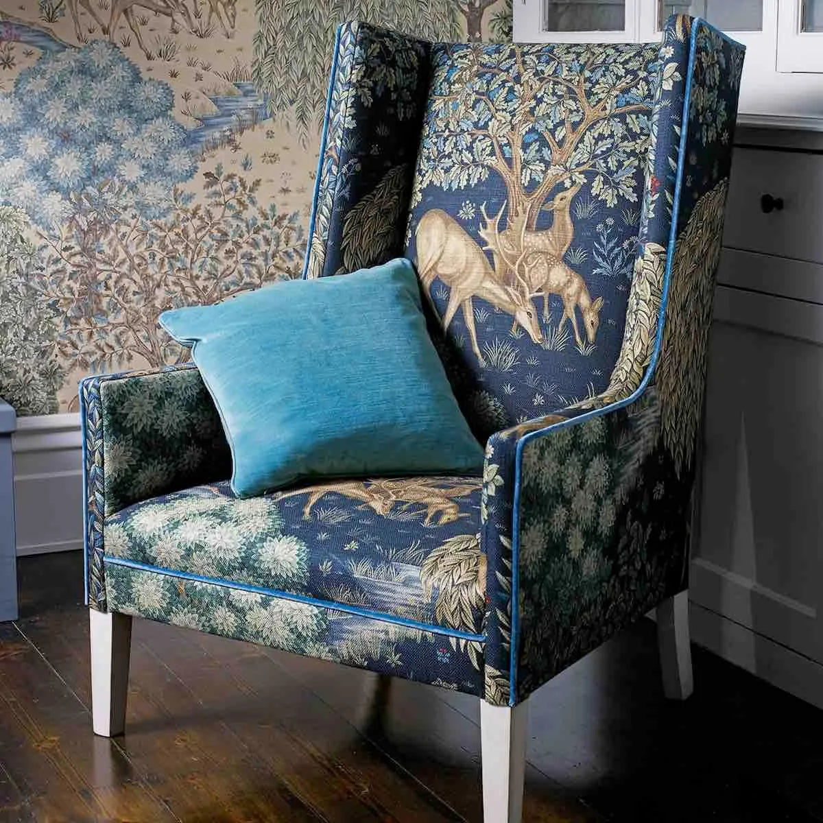 The Brook Tapestry Blue Fabric - Morris & Co