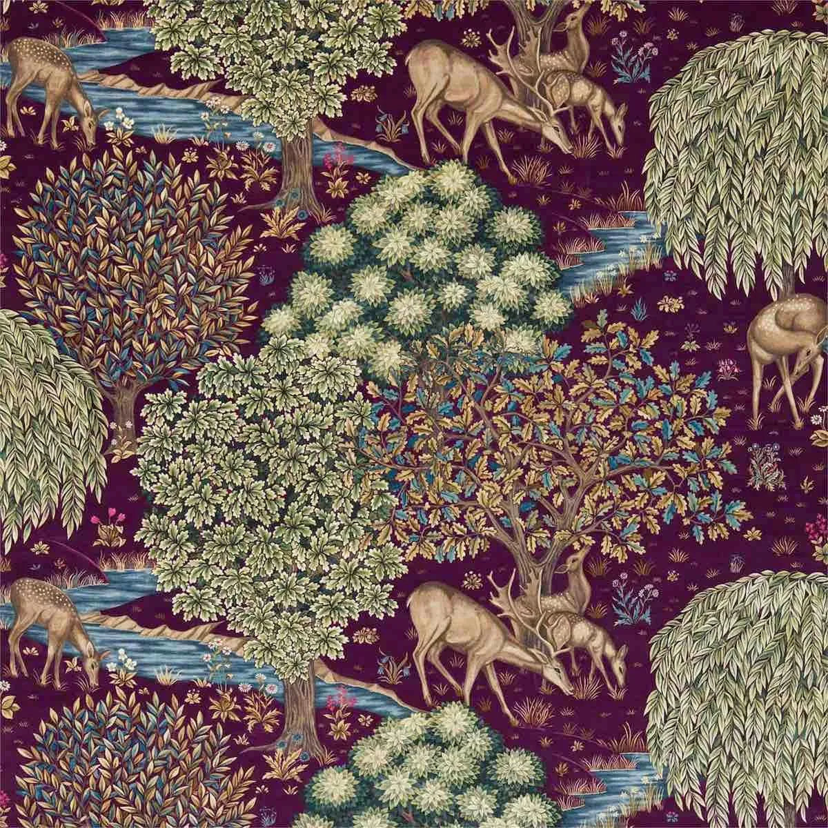 The Brook Tapestry Red Velvet Fabric - Morris & Co