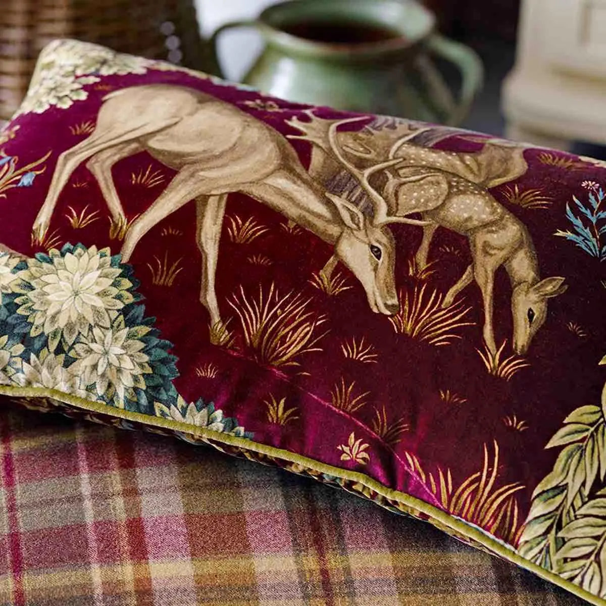The Brook Tapestry Red Velvet Fabric - Morris & Co