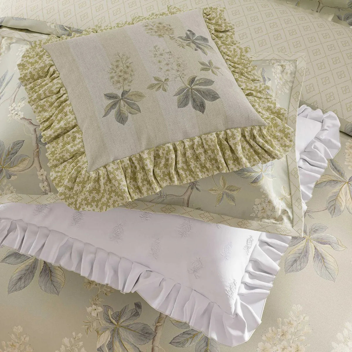 Sanderson Chestnut Tree Grey Blue & Sage Cushion