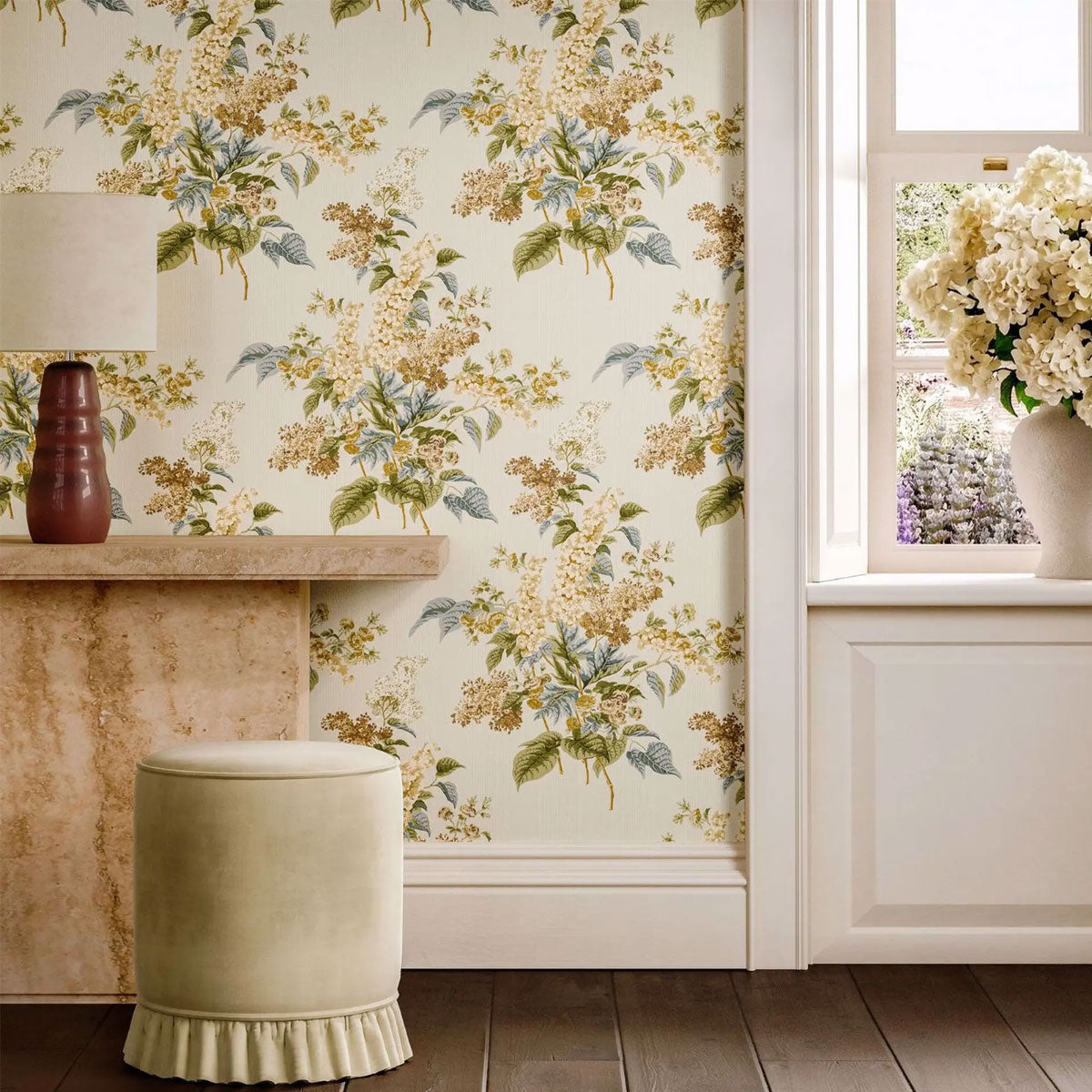 Delphiniums & Lilac Wallpaper - Sanderson