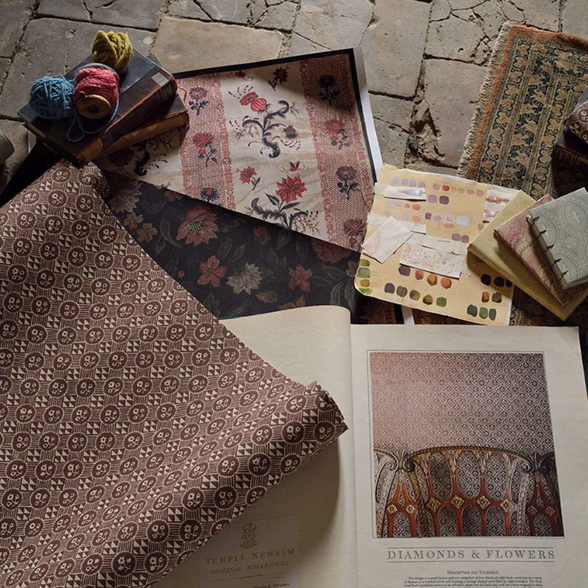 Diamonds & Flowers Wallpaper - Zoffany