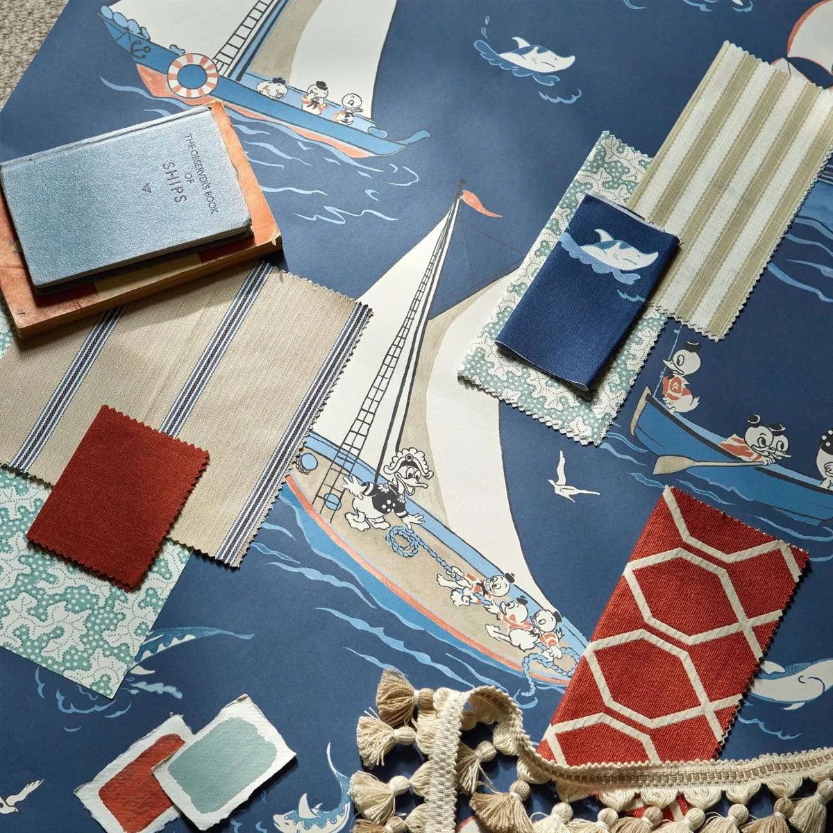 Donald Nautical Fabric - Sanderson X Disney