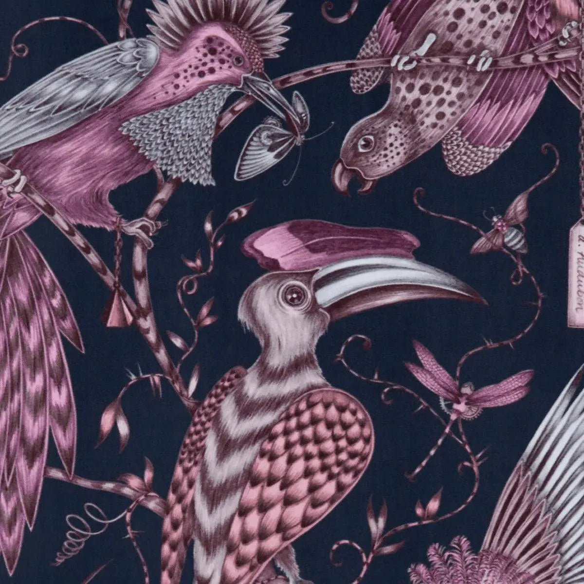 Audubon Velvet Pink Fabric - Clarke & Clarke X Emma Shipley