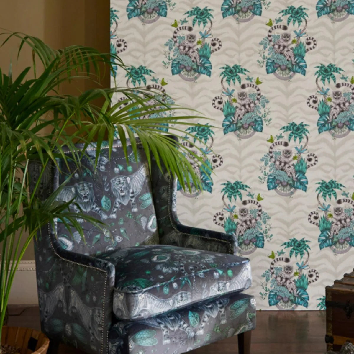 Extinct Velvet Navy Fabric - Clarke & Clarke X Emma Shipley