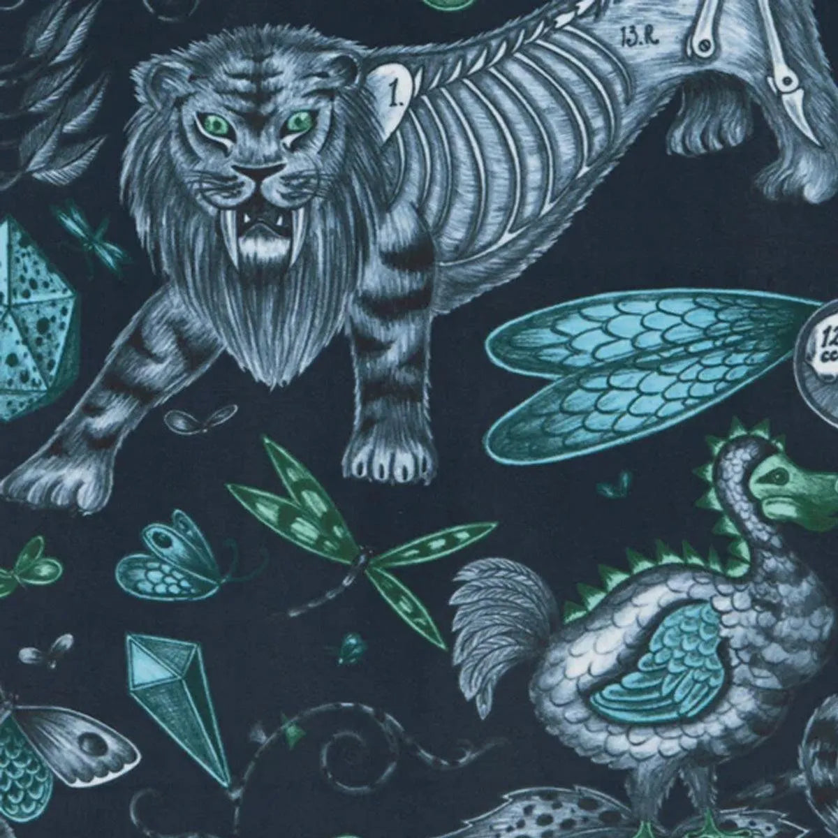 Extinct Velvet Navy Fabric - Clarke & Clarke X Emma Shipley
