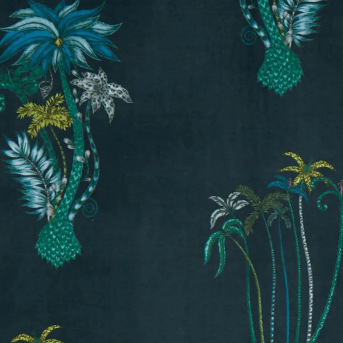 Jungle Palms Velvet Navy Fabric - Clarke & Clarke X Emma Shipley