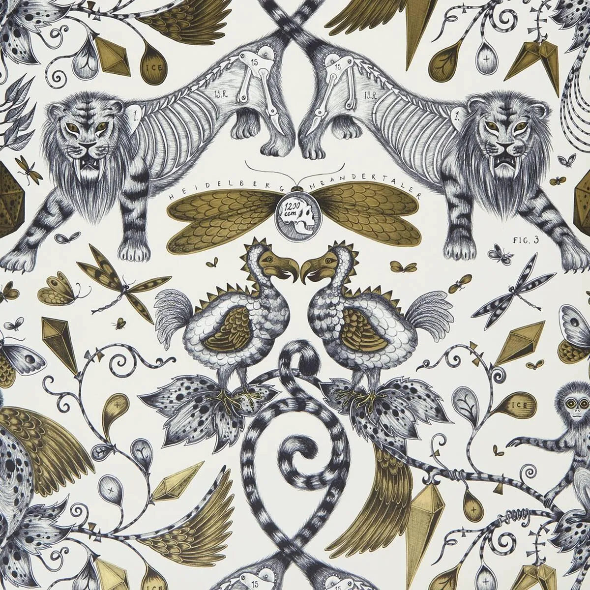 Extinct Wallpaper - Clarke & Clarke X Emma Shipley