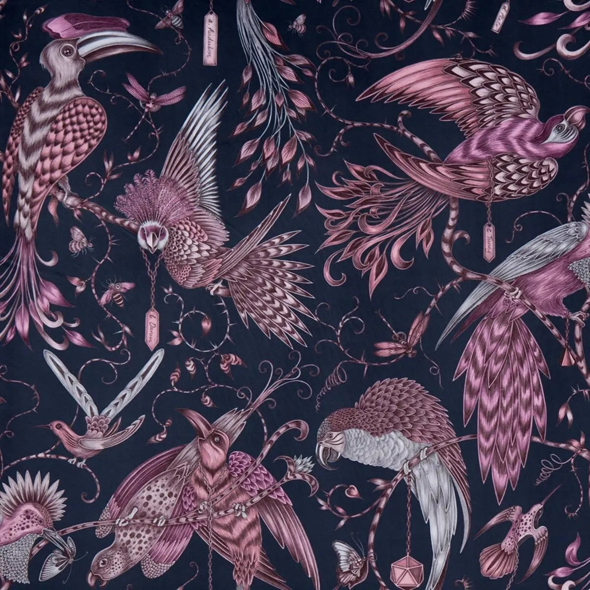 Audubon Velvet Pink Fabric - Clarke & Clarke X Emma Shipley