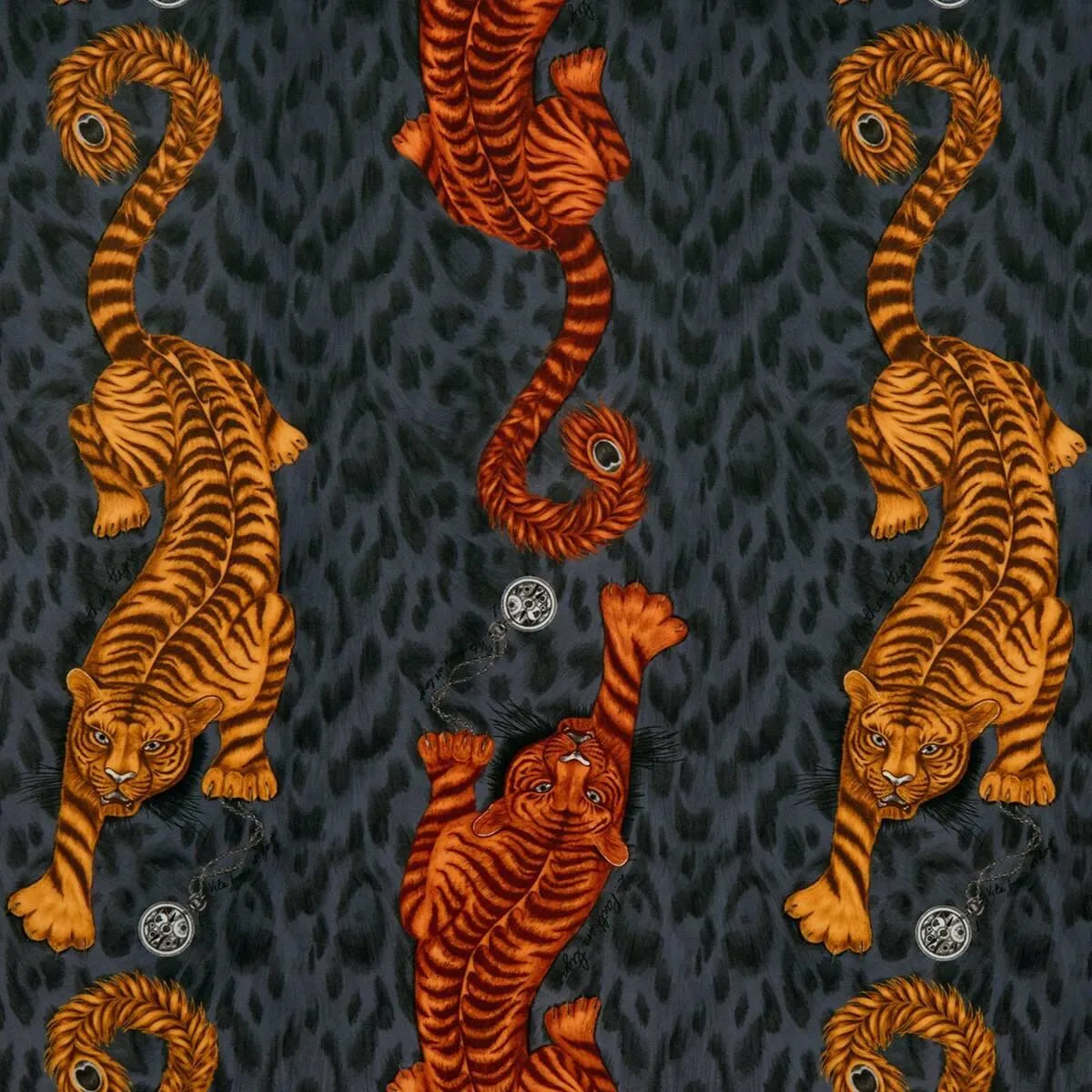 Tigris Velvet Flame Fabric - Clarke & Clarke X Emma Shipley