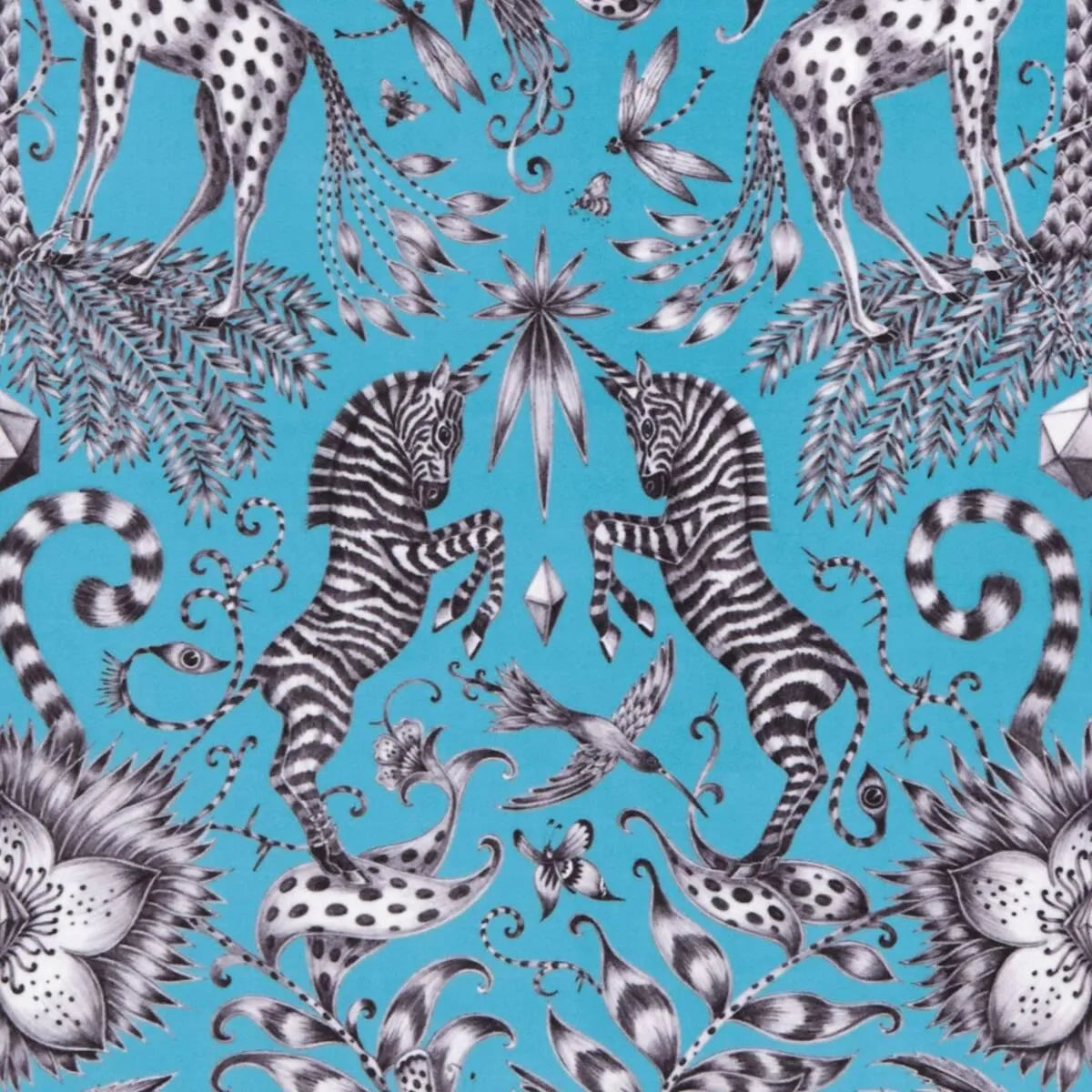 Kruger Velvet Teal Fabric - Clarke & Clarke X Emma Shipley