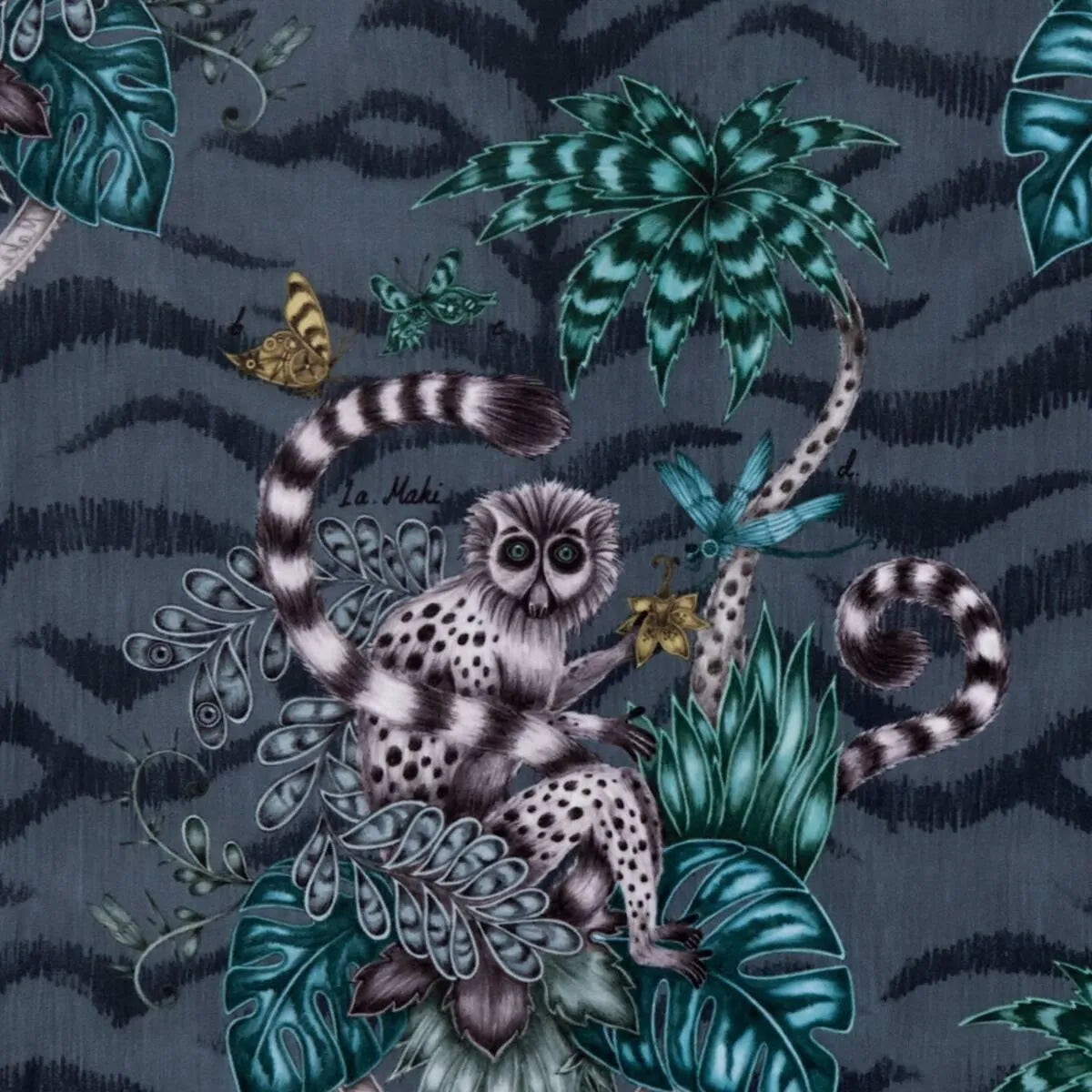 Lemur Velvet Navy Fabric - Clarke & Clarke X Emma Shipley