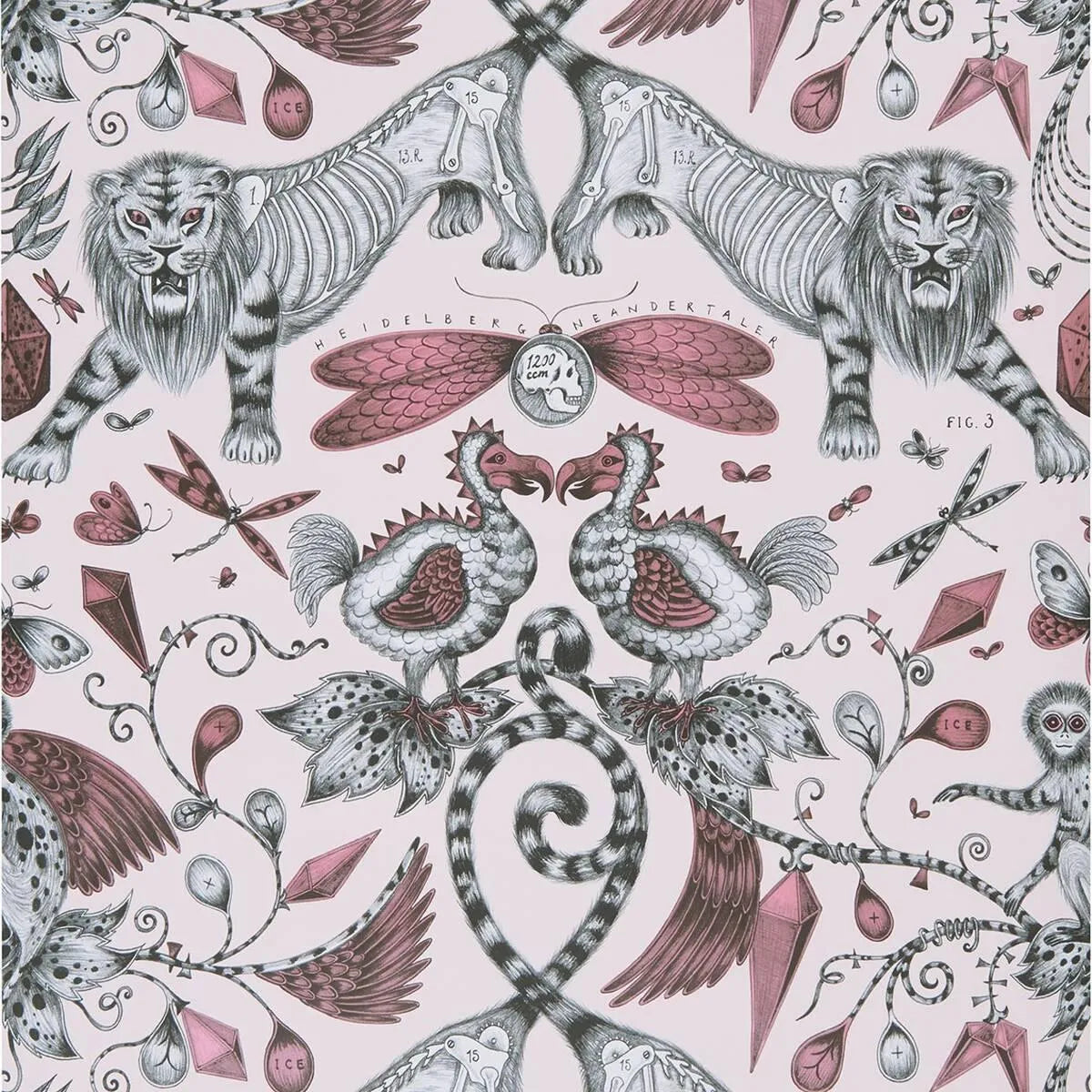 Extinct Wallpaper - Clarke & Clarke X Emma Shipley