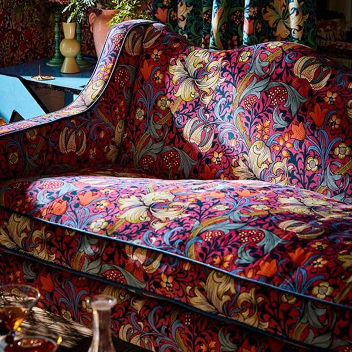 Golden Lily Velvet Fabric - Morris & Co