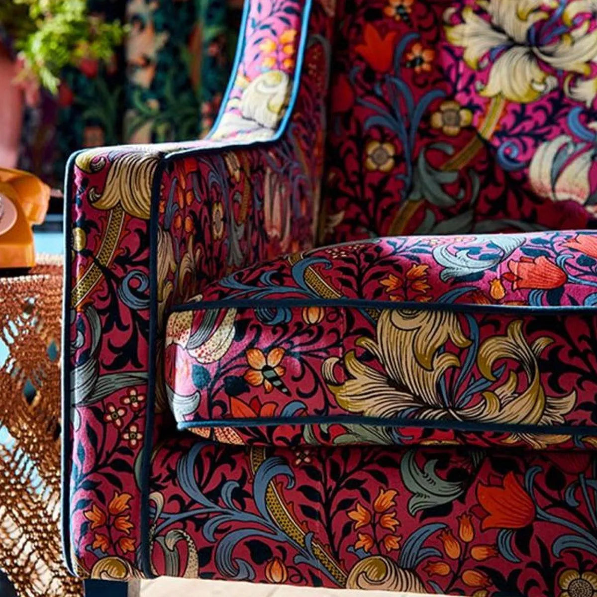 Golden Lily Velvet Fabric - Morris & Co