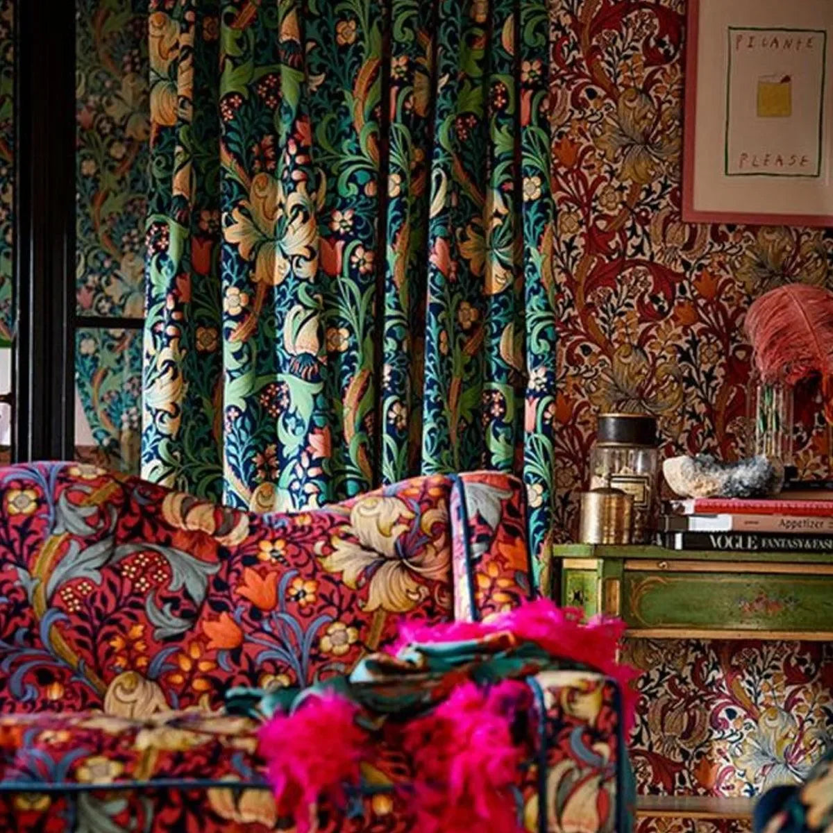 Golden Lily Velvet Fabric - Morris & Co