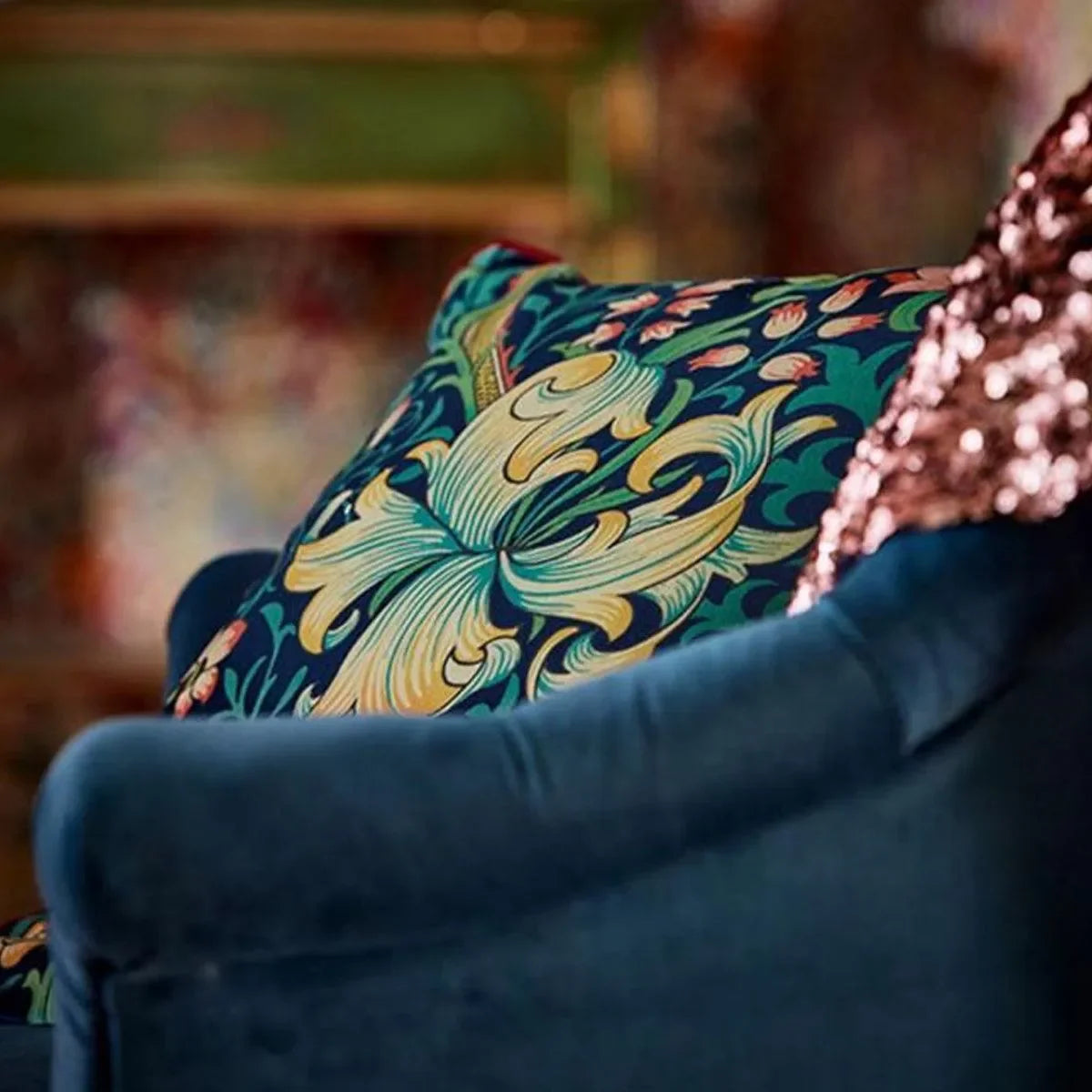 Golden Lily Velvet Fabric - Morris & Co