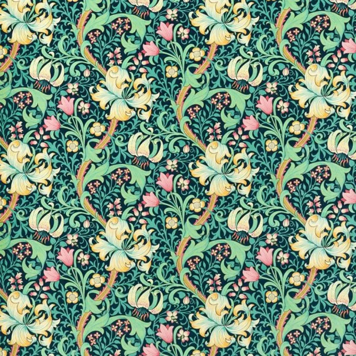 Golden Lily Velvet Fabric - Morris & Co
