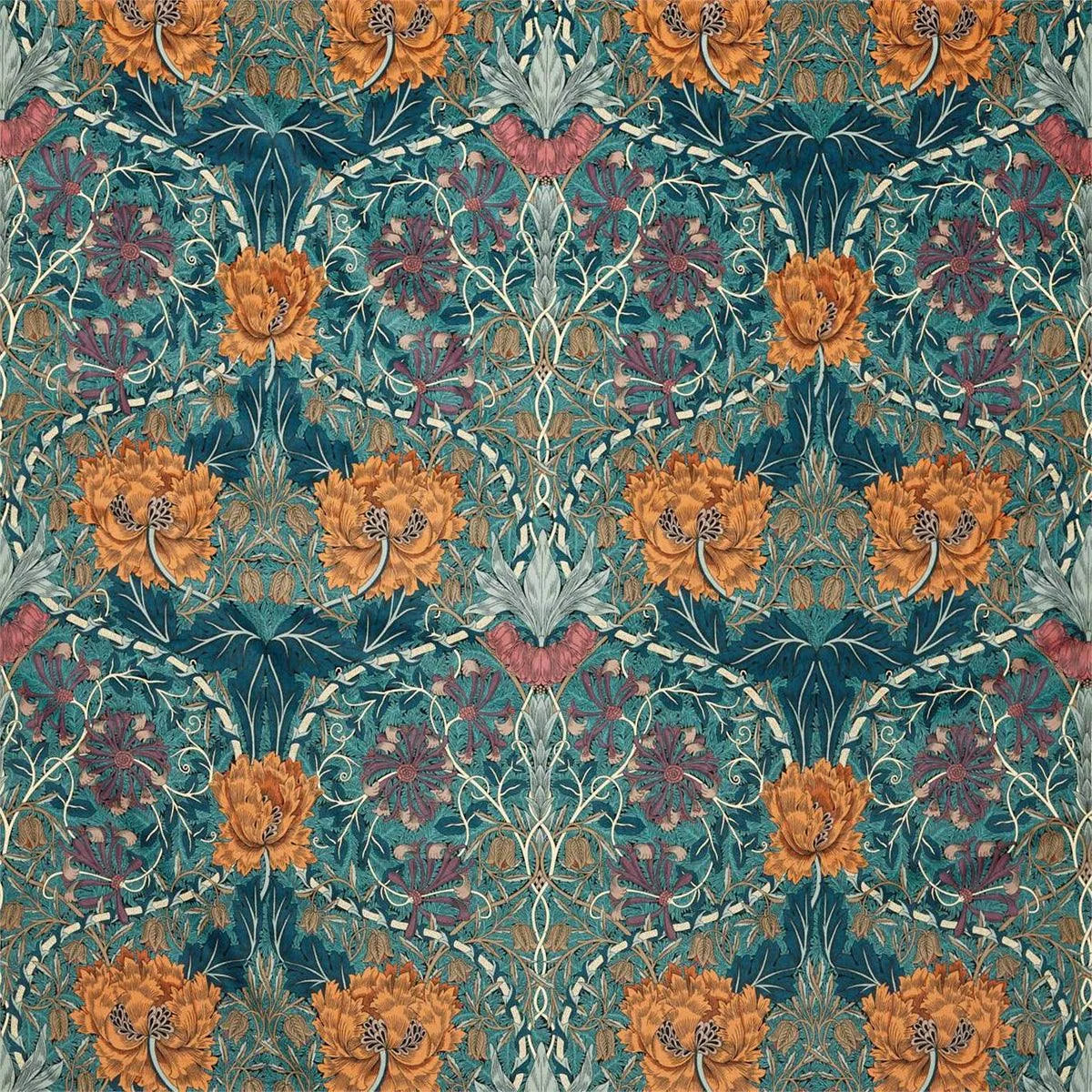 Honeysuckle & Tulip Velvet Fabric - Morris & Co