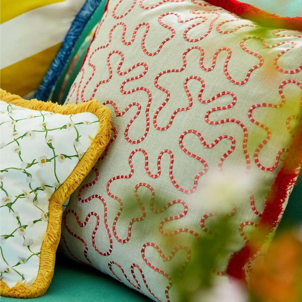 Daisy Trellis Emerald/Pearl Fabric - Harlequin X Sophie Robinson