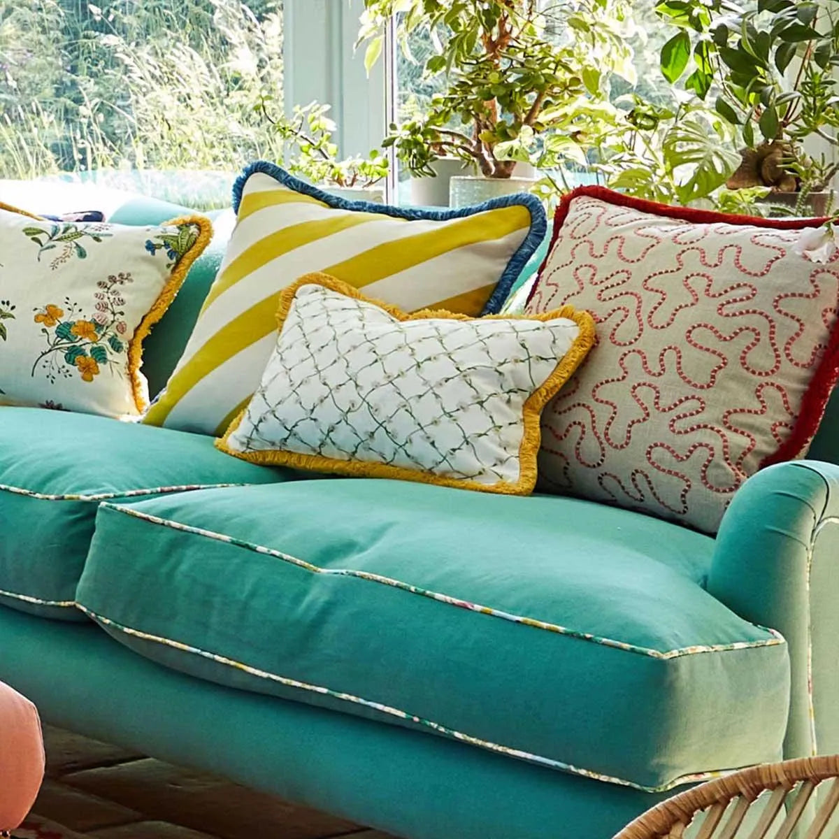 Daisy Trellis Emerald/Pearl Fabric - Harlequin X Sophie Robinson