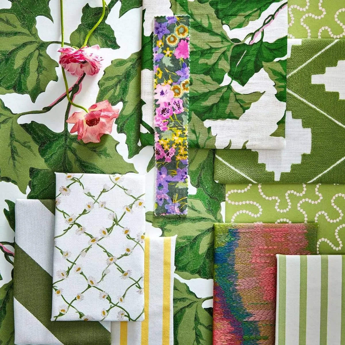 Daisy Trellis Emerald/Pearl Fabric - Harlequin X Sophie Robinson