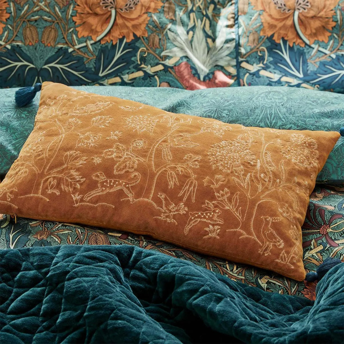Morris & Co Honeysuckle & Tulip Saffron Cushion