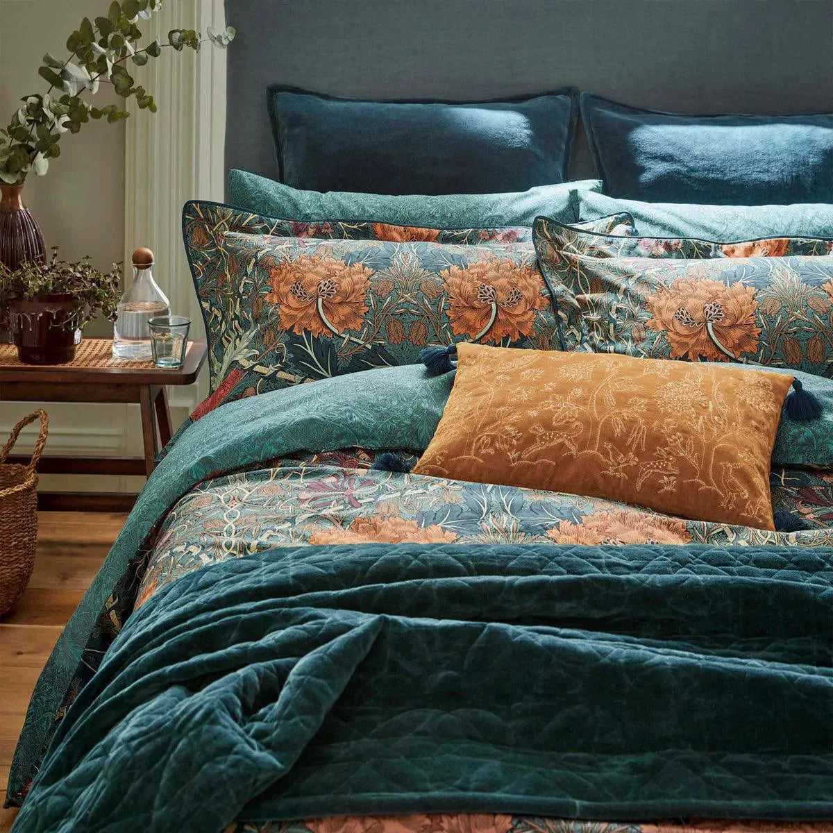 Morris & Co Honeysuckle & Tulip Saffron Cushion