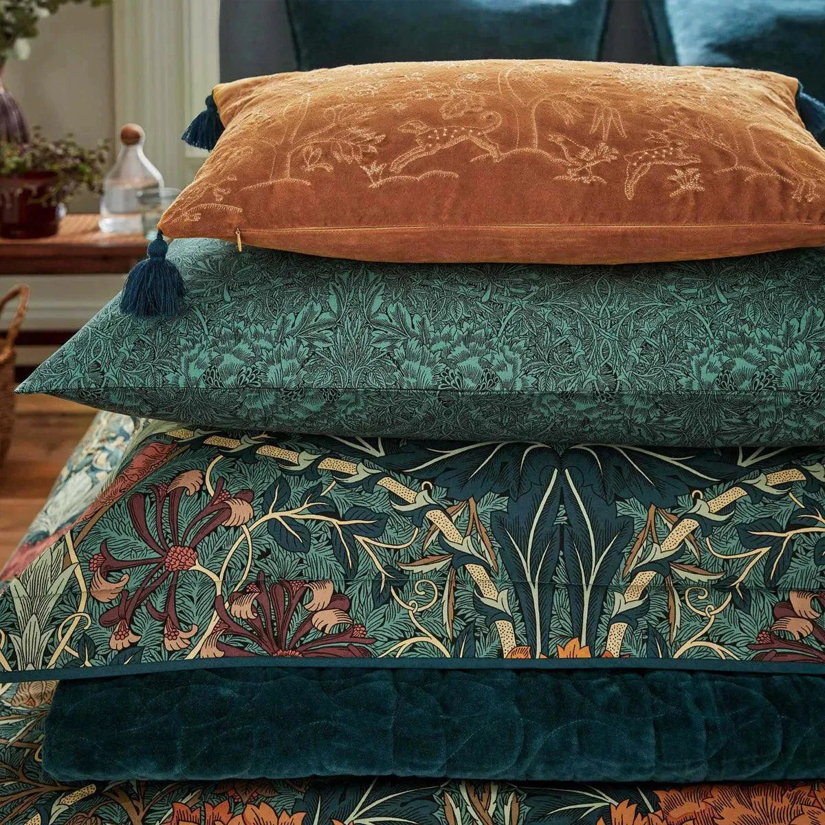 Morris & Co Honeysuckle & Tulip Saffron Cushion