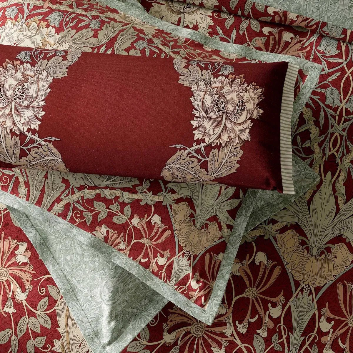Morris & Co Honeysuckle & Tulip Red/Gold Cushion