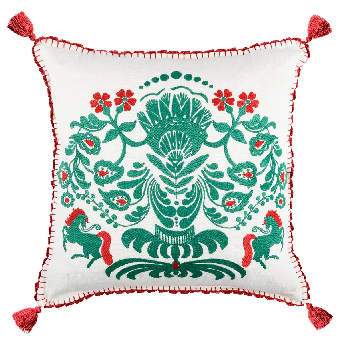 Horse Parade Linen Embroidered Cushion - Mind The Gap