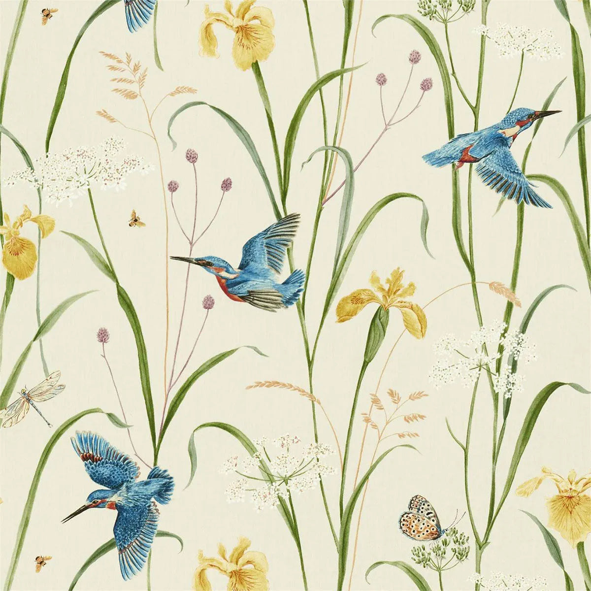 Kingfisher & Iris Fabric - Sanderson