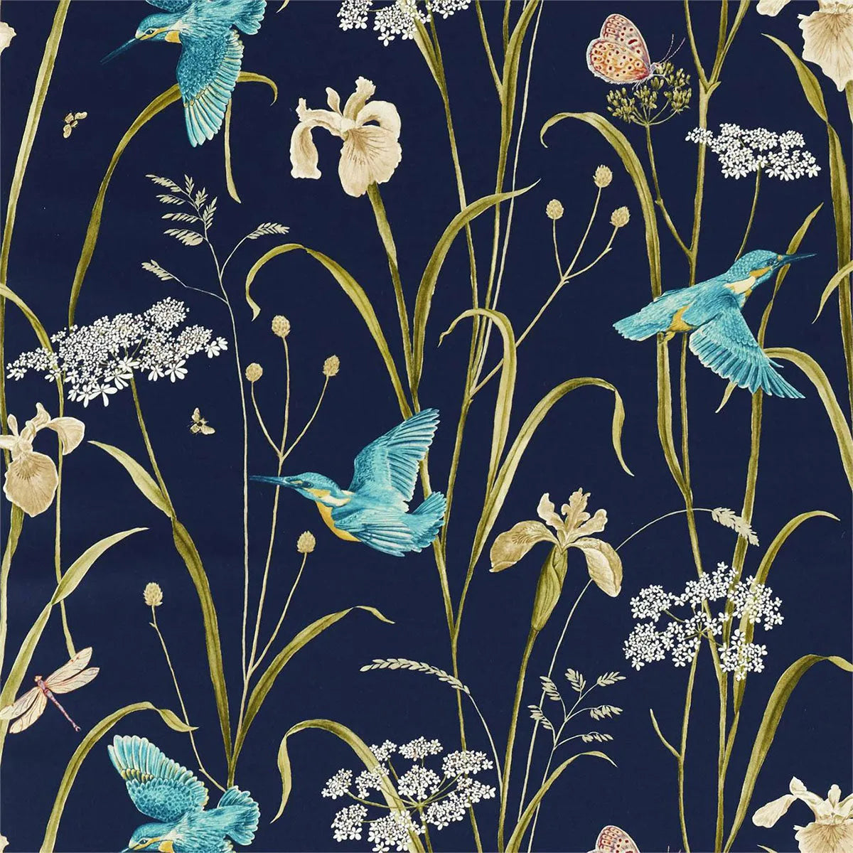 Kingfisher & Iris Fabric - Sanderson