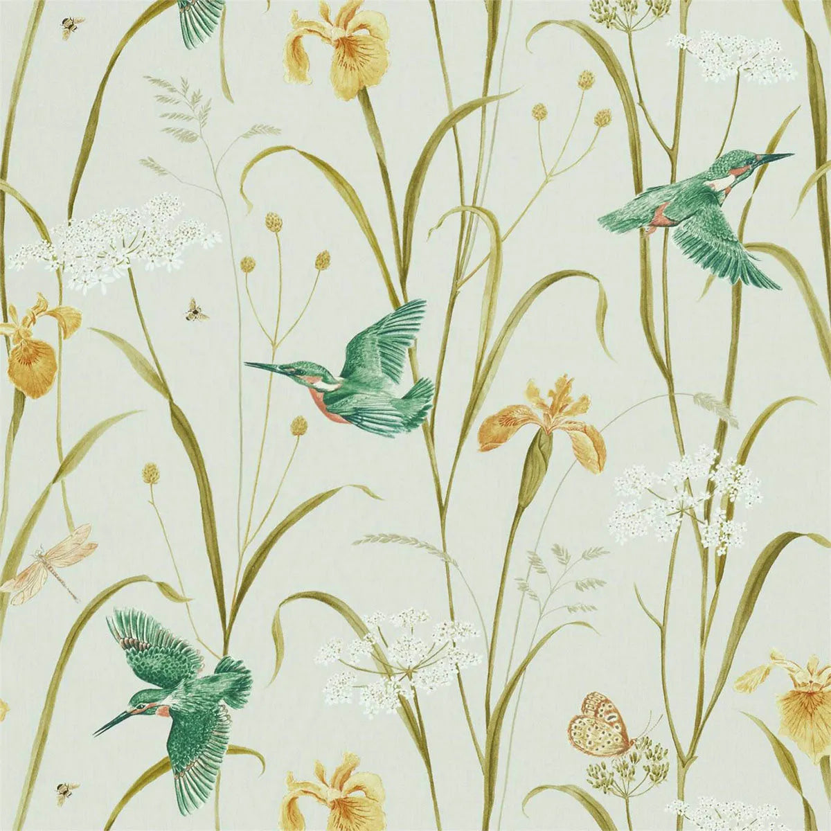 Kingfisher & Iris Fabric - Sanderson