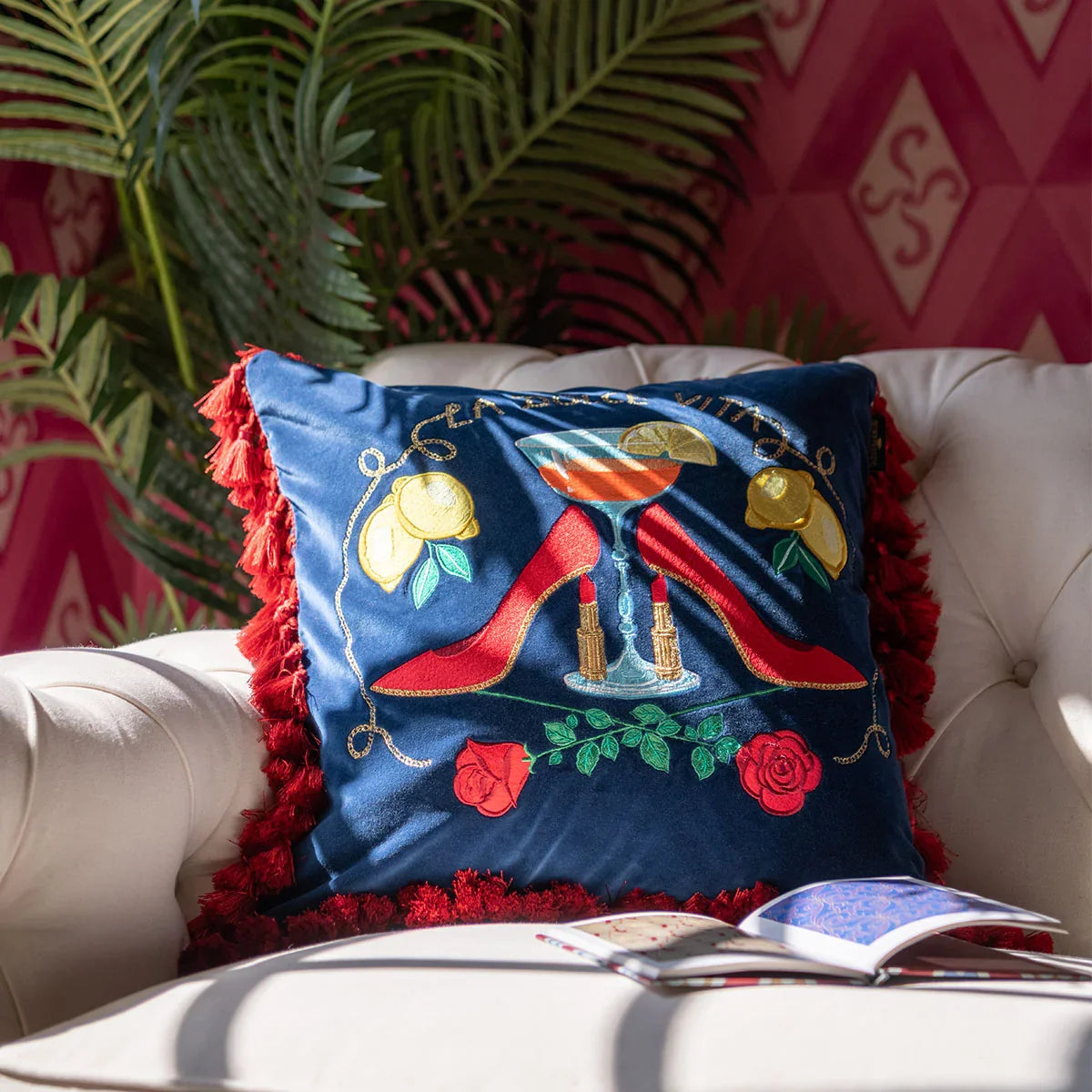 La Dolce Vita Embroidered Cushion - Mind The Gap