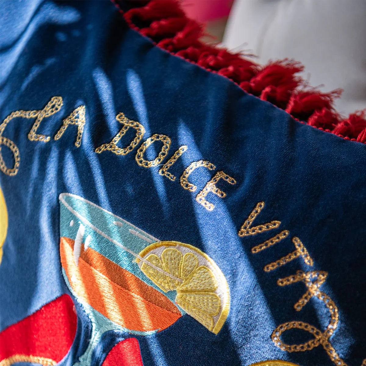 La Dolce Vita Embroidered Cushion - Mind The Gap