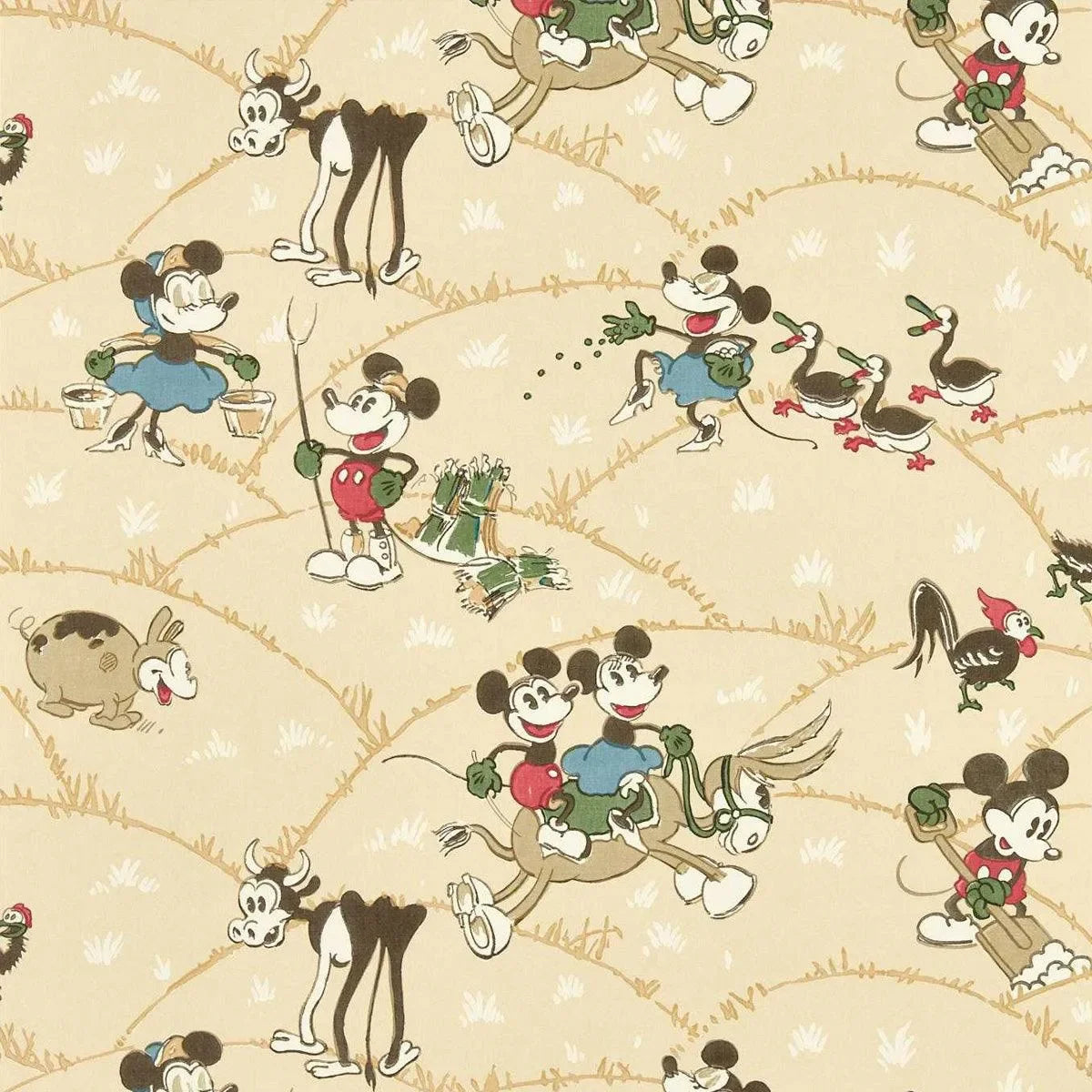 Mickey At The Farm Wallpaper - Sanderson X Disney
