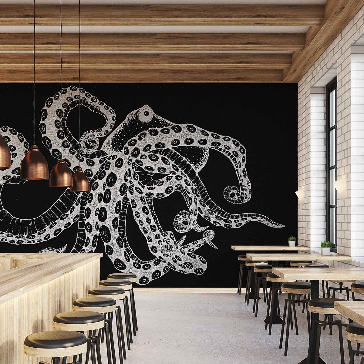 Octopus X-Ray Mural Wallpaper - Coordonne