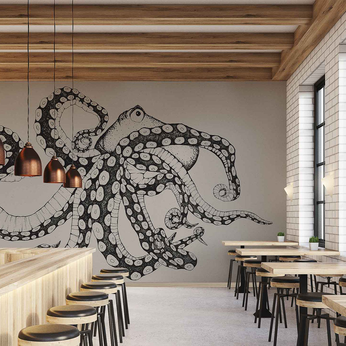 Octopus X-Ray Mural Wallpaper - Coordonne