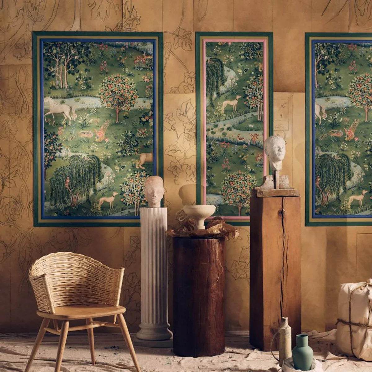 Owl & Willow Bayleaf/Orange Wallpaper - Morris & Co