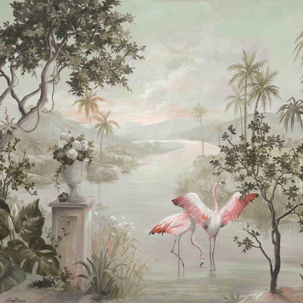 Paisaje con Flamencos Mural Wallpaper - Coordonne