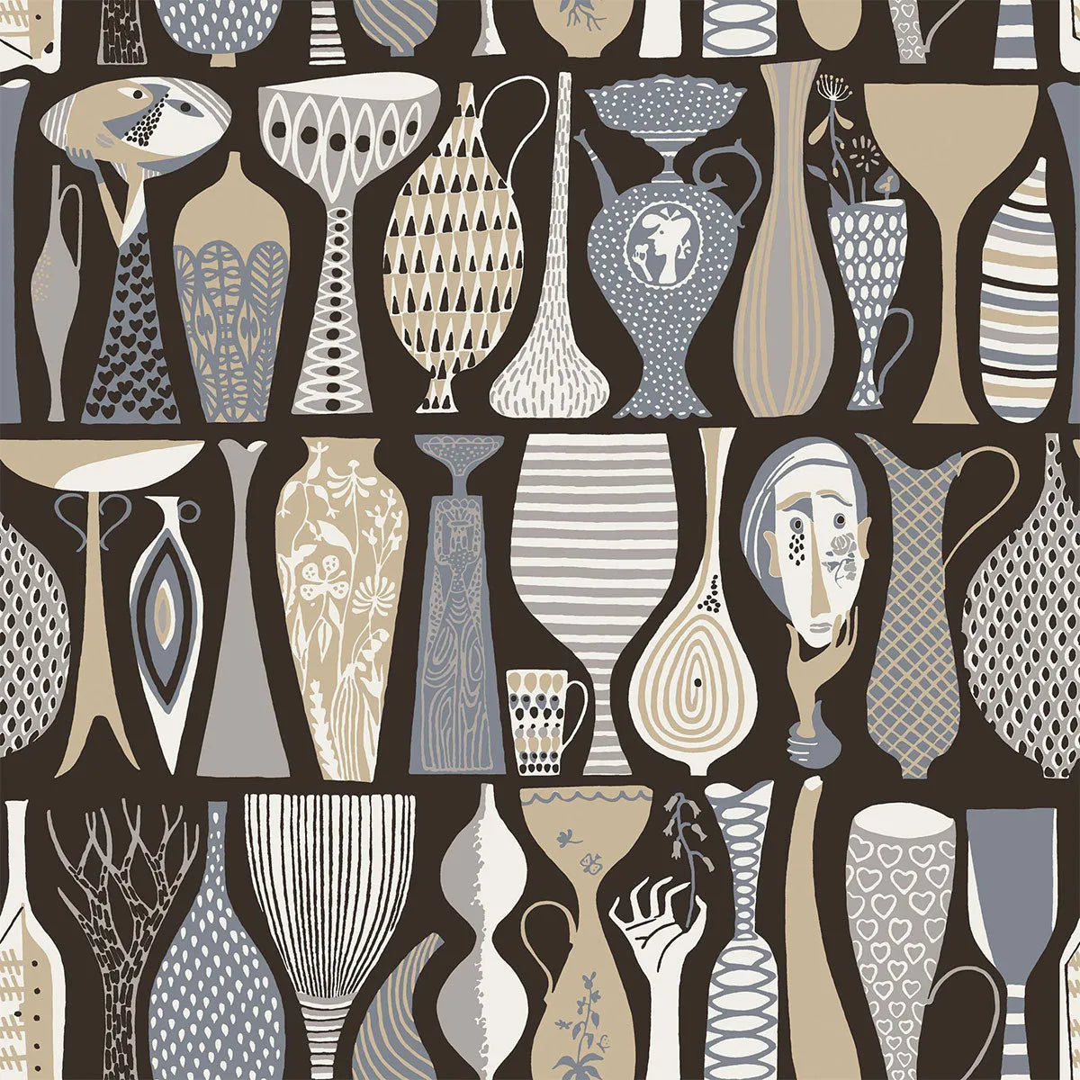 Stig Lindberg Pottery Wallpaper - Borastapeter