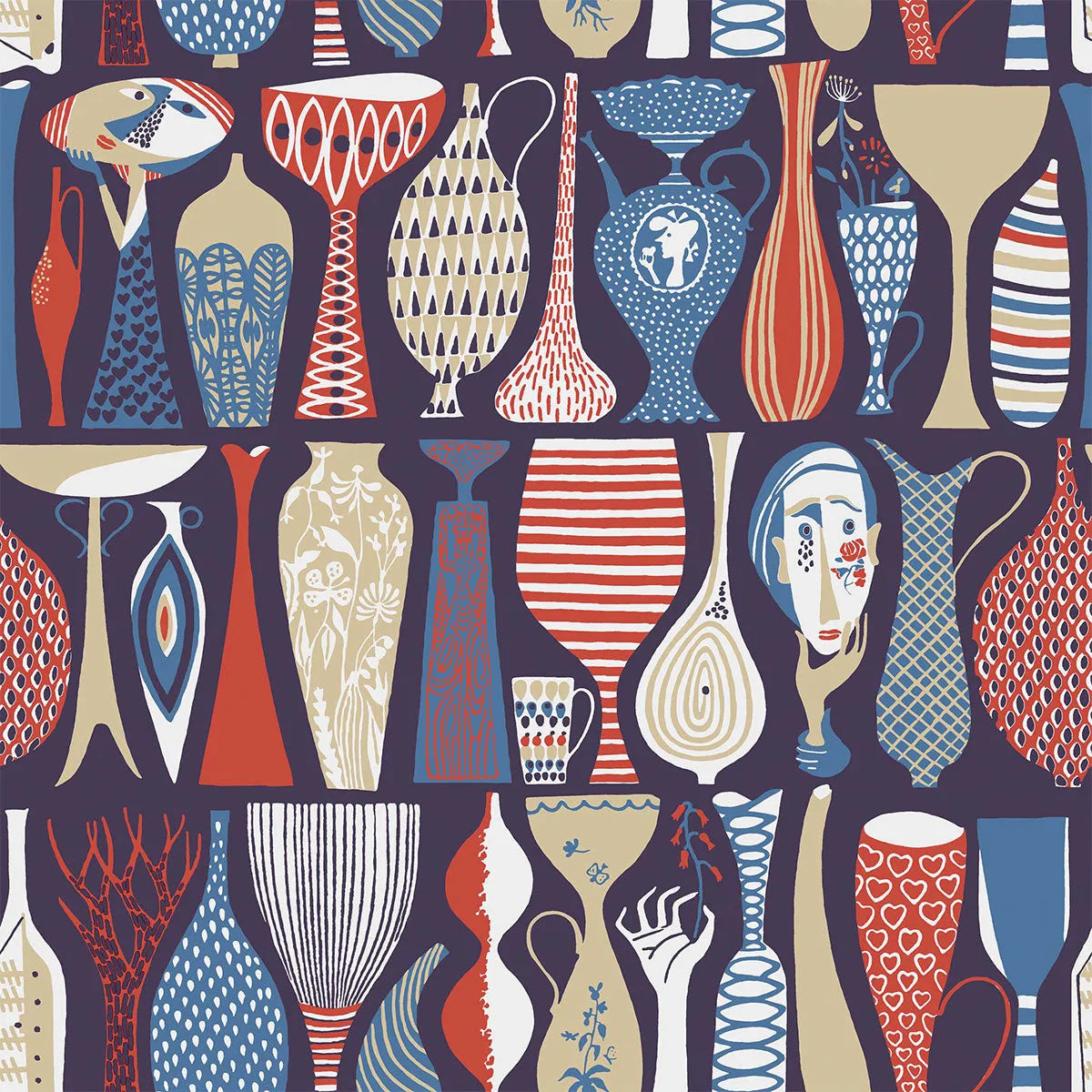 Stig Lindberg Pottery Wallpaper - Borastapeter